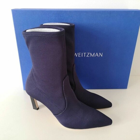 NIB STUART WEITZMAN Navy Blue Portofino Etna Rapture 75 Boots Booties Shoes 6 - Picture 2 of 12